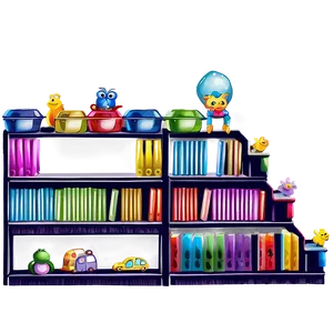 Children's Bookshelf Theme PNG Niw