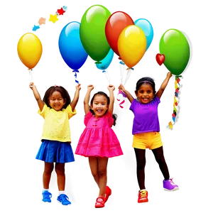 Children With Balloons PNG 12