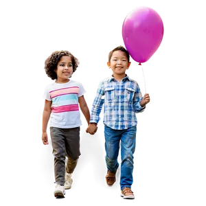 Children With Balloons PNG Dlq