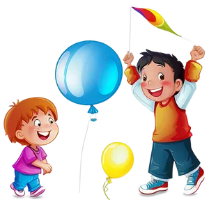 Children With Balloons PNG Stn