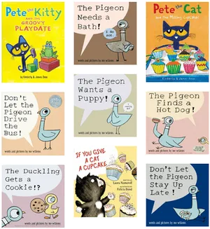 Childrens Book Covers Collage Pete The Cat Pigeon Series