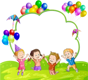 Childrens Party Celebration Balloons Kites PNG image