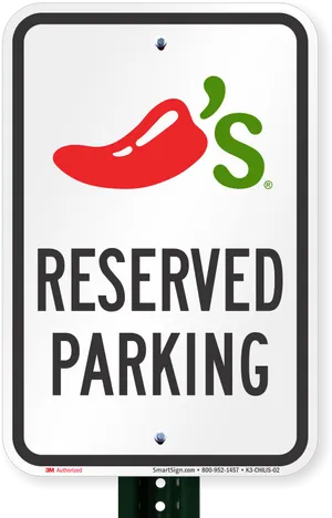 Chilis Reserved Parking Sign PNG image