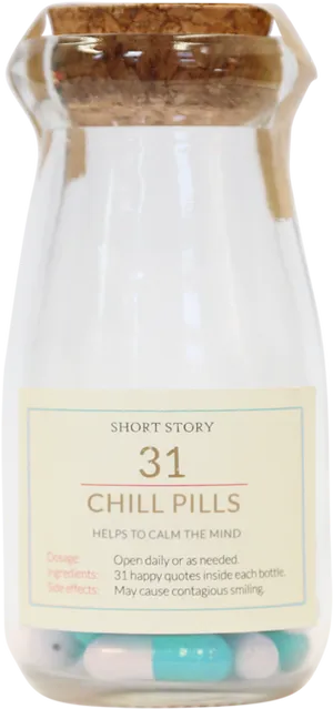 Chill Pills Bottle With Quotes
