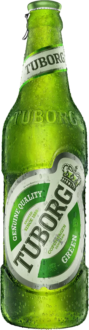 Chilled Tuborg Beer Bottle PNG image