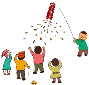 Chinese New Year Candy Shower Celebration PNG image