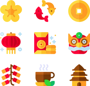 Chinese New Year Icons Set PNG image