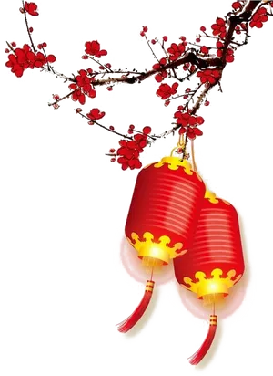 Chinese New Year Lanterns Branch PNG image
