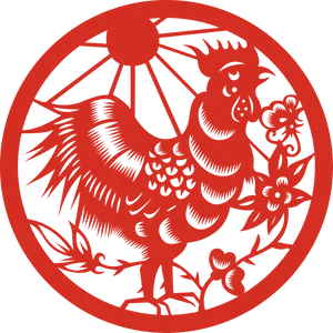 Chinese New Year Rooster Papercut PNG image