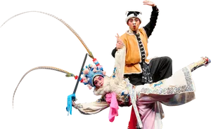 Chinese Opera Performance Duo PNG image