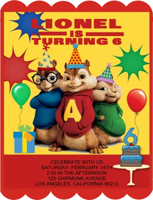 Chipmunk Birthday Invitation PNG