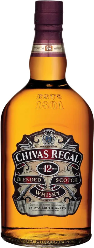 Chivas Regal12 Year Old Scotch Whisky Bottle PNG image