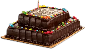 Chocolate Birthday Cakewith Candle PNG image