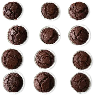 Chocolate Brownie Muffins Top View PNG