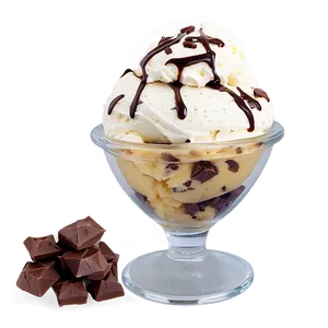 Chocolate Chip Cookie Dough Ice Cream Sundae PNG 06282024