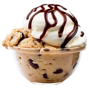 Chocolate Chip Cookie Dough Ice Cream Sundae PNG 60