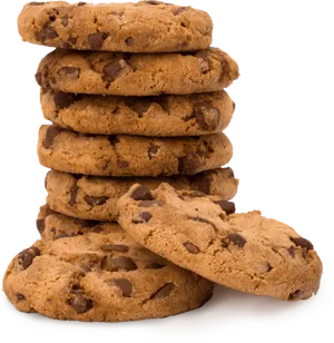 Chocolate Chip Cookies Stacked PNG image