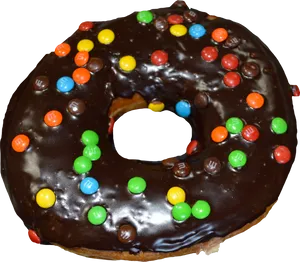 Chocolate Covered Donutwith Candies PNG image