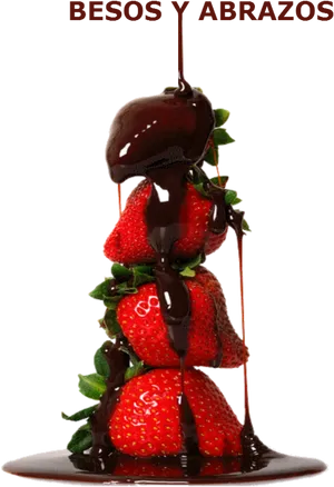 Chocolate Drizzle Strawberry Tower PNG image