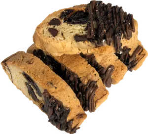 Chocolate Drizzled Biscotti Cookies PNG image