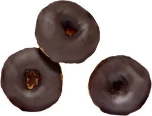 Chocolate Glazed Doughnuts Top View PNG image