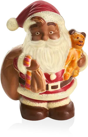 Chocolate Santawith Puppy Figurine PNG