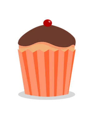 Chocolate Topped Cupcake Illustration PNG image