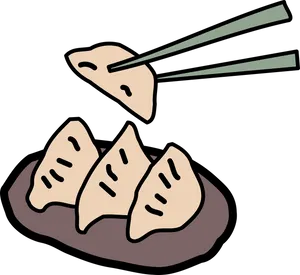 Chopsticks Holding Dumpling Illustration PNG