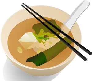 Chopsticks Restingon Ramen Bowl PNG