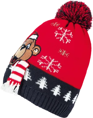 Christmas Beanie With Cartoon Character PNG image