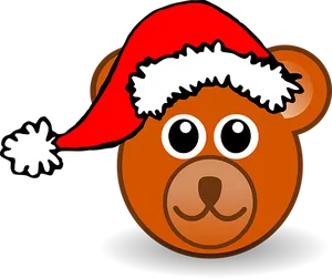 Christmas Bear Cartoon Santa Hat
