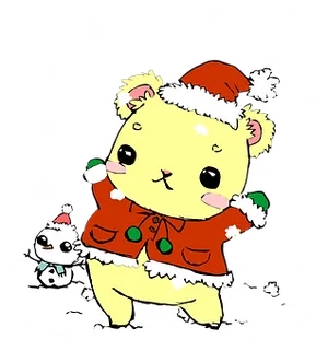 Christmas Bearand Snowman Cartoon