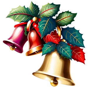 Christmas Bells With Poinsettia PNG 59