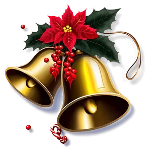 Christmas Bells With Poinsettia PNG Bfd