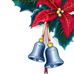 Christmas Bells With Poinsettia PNG Hfg21 PNG