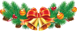 Christmas Bellsand Pine Garland PNG image