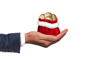 Christmas Bonus Coinsin Red Santa Sack