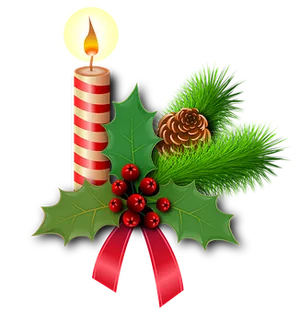 Christmas Candleand Holly Decoration