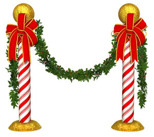 Christmas Candy Cane Pillarswith Garland