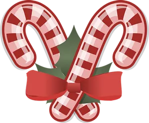 Christmas Candy Caneswith Red Bow