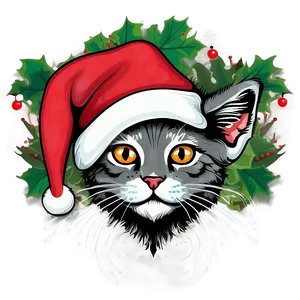 Christmas Cat With Hat Vector PNG 80 PNG