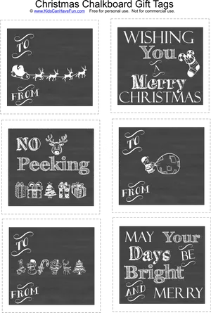 Christmas Chalkboard Gift Tags Printable PNG