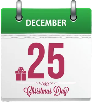 Christmas Day Calendar December25 PNG image