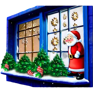 Christmas Decorated Window PNG Wbh44 PNG