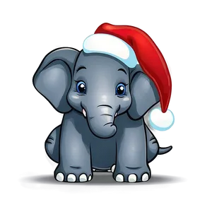 Christmas Elephant Cartoon PNG 06212024