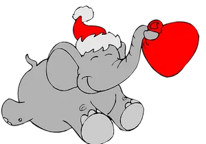 Christmas Elephant Holding Heart