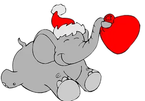 Christmas Elephant Holding Heart PNG image
