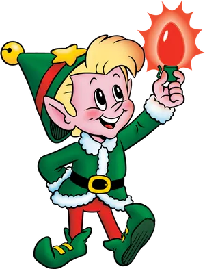 Christmas Elf Holding Candle Clipart PNG image