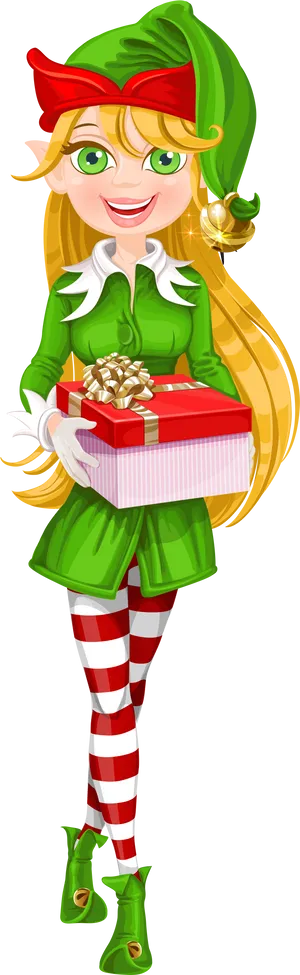 Christmas Elf Holding Gift