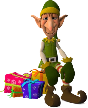 Christmas Elf With Gifts